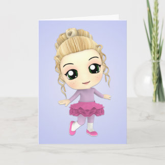 Tarjeta Chibi Chica Ballerina Birthday Card