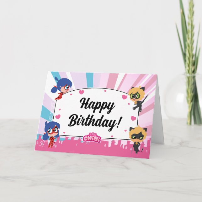 Tarjeta Chibi De Gato Y Gato Noir Milagroso (Anverso)
