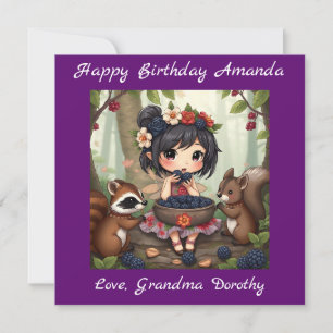 Tarjeta Chibi Fairy Birday   página Colorante