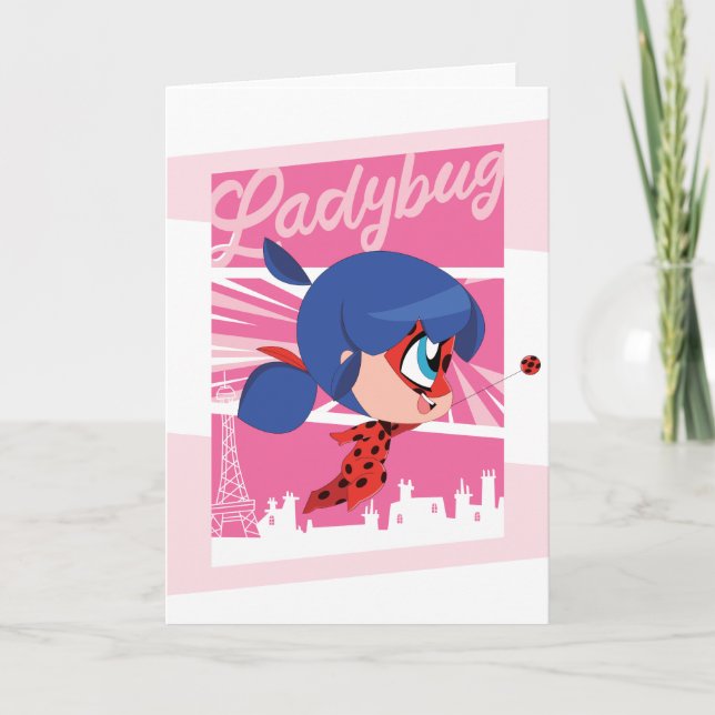 Tarjeta Chibi Ladybug en París (Anverso)