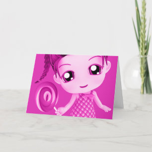 Tarjeta Chibi Pink Birday Card