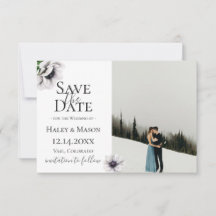 Tarjeta Chic Anemone Floral Foto Guardar la Fecha