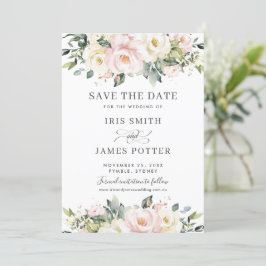 Tarjeta Chic de Blush Marfil para Guardar la Fecha