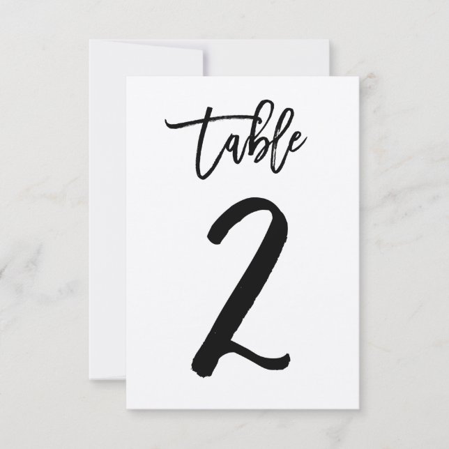 Tarjeta Chic de Número de Mesa con Letra a Mano en (Anverso)