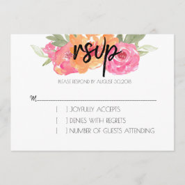 Tarjeta Chic de RSVP Floral de Primavera Rosa y Na