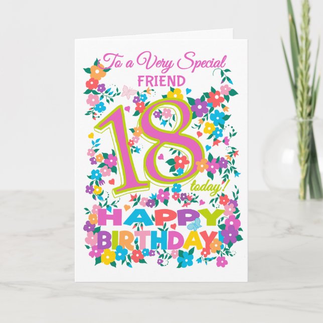 Tarjeta Chic Floral 18th Birthday for Friend (Anverso)