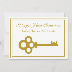 Tarjeta Chic Gold Key Real Estate Feliz Aniversario del Ho