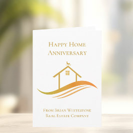 Tarjeta Chic Gold Real Estate Feliz Aniversario de Casa