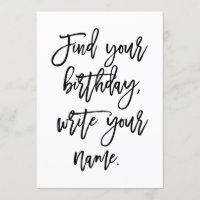 Chic Letra a Mano Encuentra tu Cumpleaños,