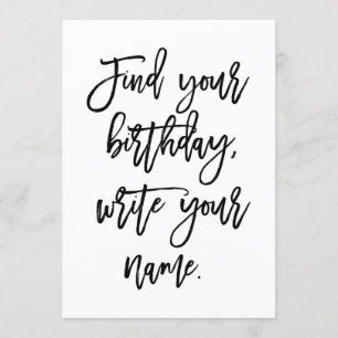 Tarjeta Chic Letra a Mano Encuentra tu Cumpleaños,