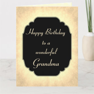 Tarjeta Chic moderno cumpleaños abuela negro y crema