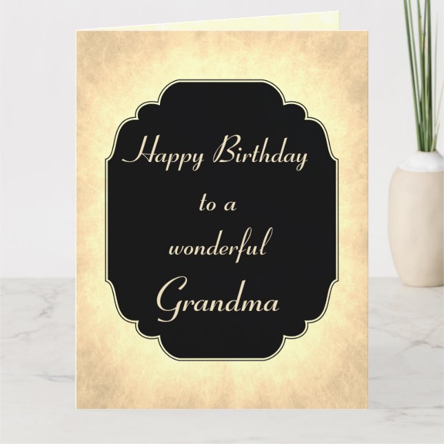 Tarjeta Chic moderno cumpleaños abuela negro y crema (Anverso)