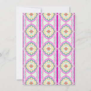 Tarjeta Chic Rosa y Dorado Patrón Floral Geométrico