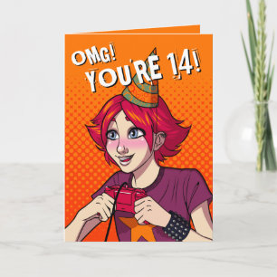 Tarjeta Chica adolescente Cute Punk Gamer 14 cumpleaños