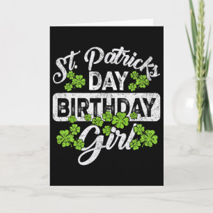 Tarjeta Chica Afortunada de Cumpleaños Trébol Nacida en St