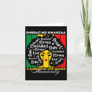 Tarjeta Chica Afro Abrazando Kwanzaa Es Nuestra Humanidad 