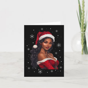 Tarjeta Chica Afroamericana Afro Melanina Santa Claus Navi