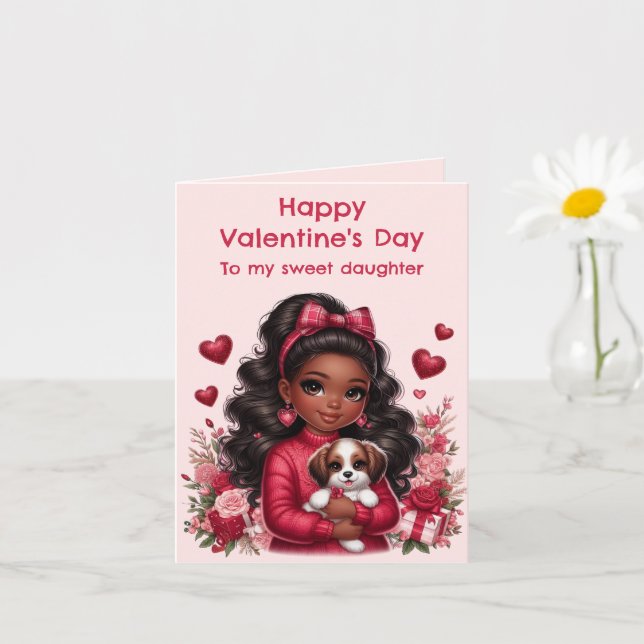 Tarjeta Chica afroamericano cortó a Valentine de cachorro (Planta pequeña)