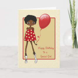 Tarjeta Chica afroamericano moderno, cumpleaños
