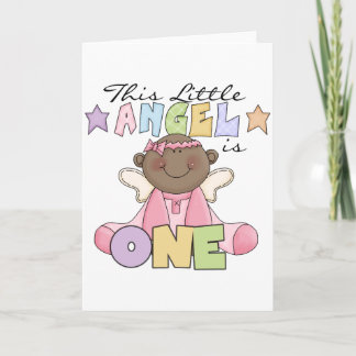 Tarjeta Chica afroamericano: primeros regalos de cumpleaño