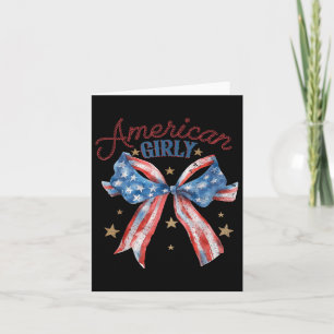 Tarjeta Chica Americana Monada Lazo 4 De Julio Usa Mujer