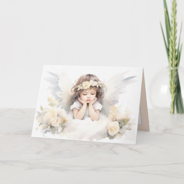 Tarjeta Chica Ángel de color de agua (Anverso)