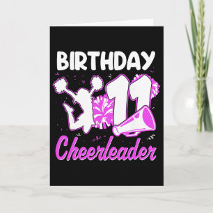 Tarjeta Chica animadora cumpleaños 11 11 años animadora