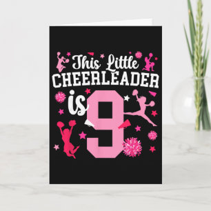 Tarjeta Chica animadora de cumpleaños número 9 de nueve añ