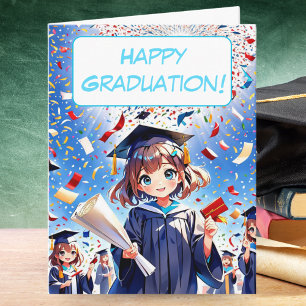 Tarjeta Chica Anime Bonita Feliz Graduación