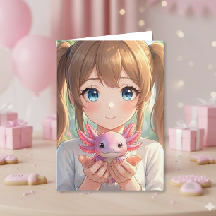 Tarjeta Chica Anime' Cumpleaños de Ajolote con Página para