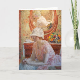Tarjeta Chica ante un espejo   Frederick Carl Frieseke