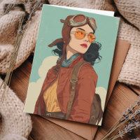 Chica Aviadora Vintage Retro Cumpleaños Viajes