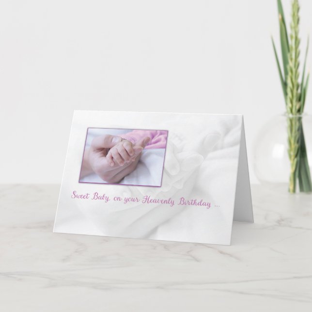 Tarjeta Chica Baby Heavenly Birthday Hand in Heart (Anverso)
