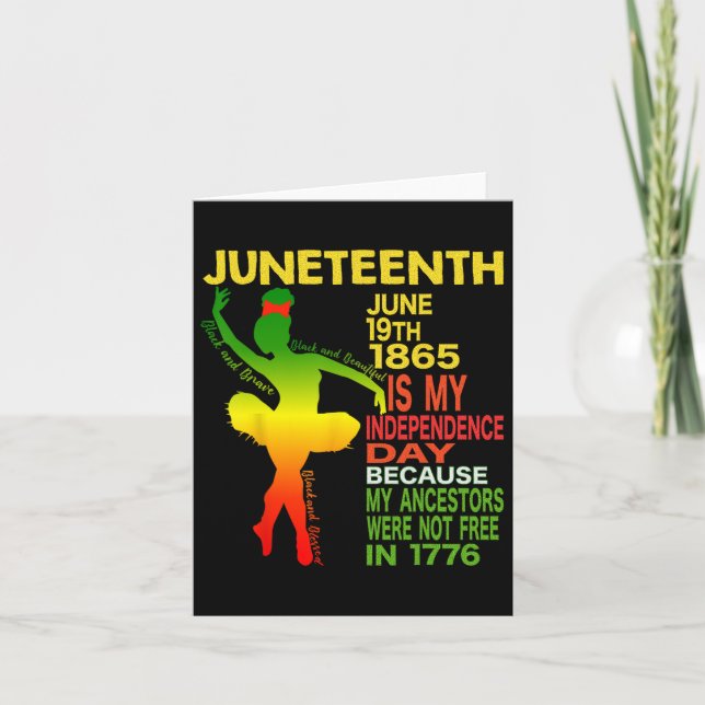 Tarjeta Chica Bailarina Negra Independiente de Juneteenth  (Anverso)