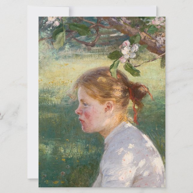 Tarjeta Chica bajo el árbol de manzanas (por Danielson-Gam (Anverso)