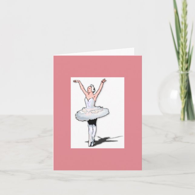 Tarjeta Chica Ballerina bailarina de ballet rosa y blanco (Anverso)