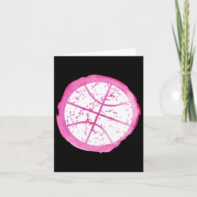 Tarjeta Chica Baloncesto Acuarela Rosa (Anverso)