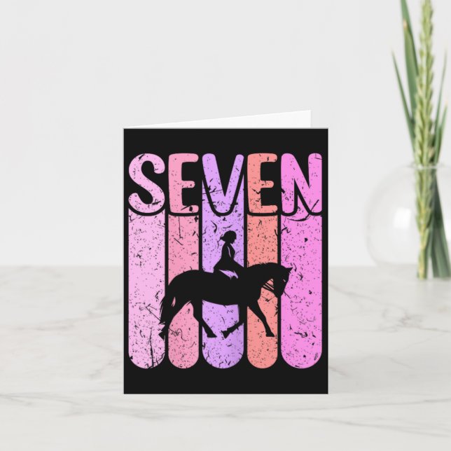 Tarjeta Chica Caballo Cumpleaños 7 Equitación  (Anverso)