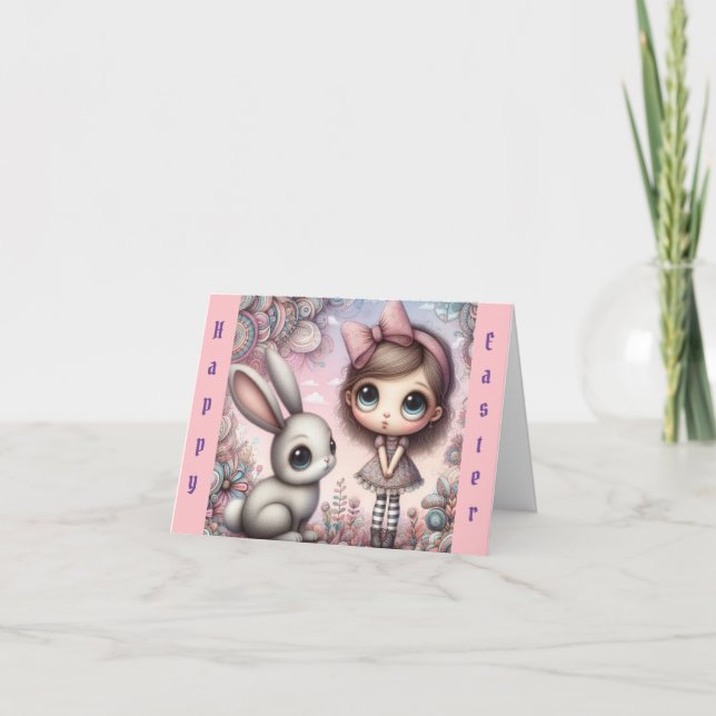 Tarjeta Chica caprichoso con Bunny Easter (Anverso)
