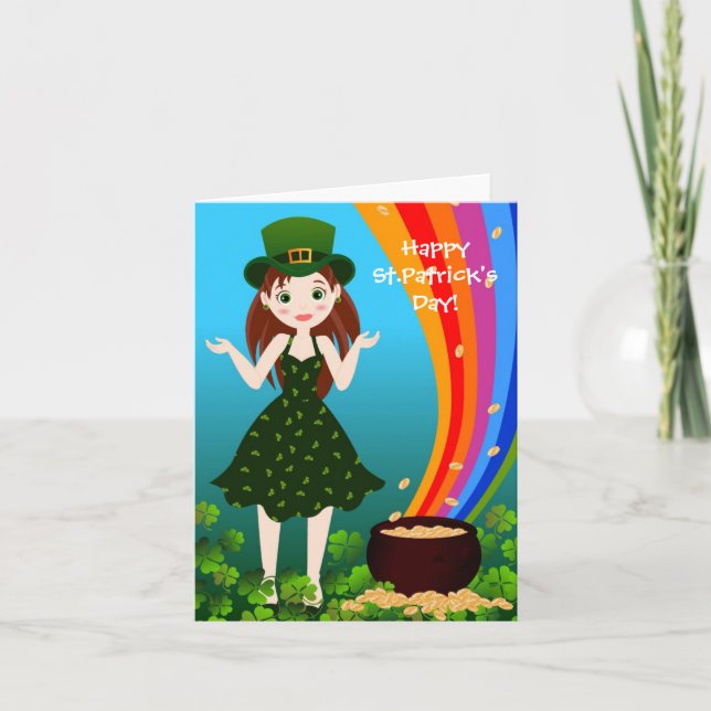 Tarjeta Chica celebra a Saint Patrick (Anverso)