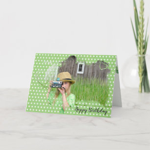 Tarjeta Chica Con Antiguo Cumpleaños De Cámara