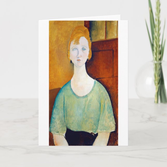 Tarjeta Chica con blusa verde, Modigliani (Anverso)