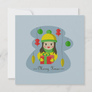 Tarjeta Chica con caja de regalo para Navidades