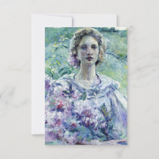 Tarjeta Chica con flores moradas (por Robert Reid) (Anverso)