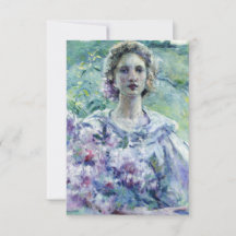 Chica con flores moradas (por Robert Reid)