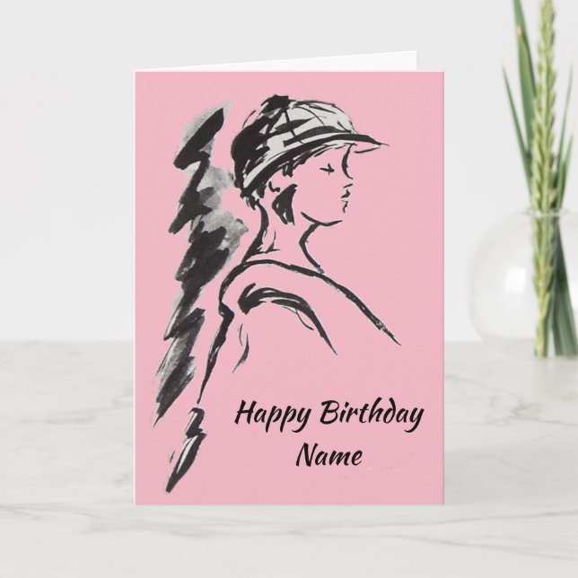 Tarjeta Chica con Gorra Cumpleaños Rosa (Anverso)