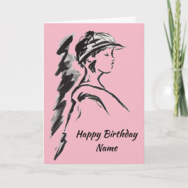 Tarjeta Chica con Gorra Cumpleaños Rosa