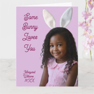 Tarjeta Chica con orejas de conejo de Pascua Foto personal