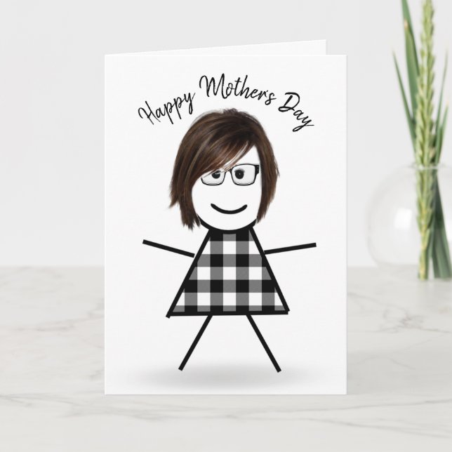 Tarjeta Chica con pelo para el día de la madre (Anverso)