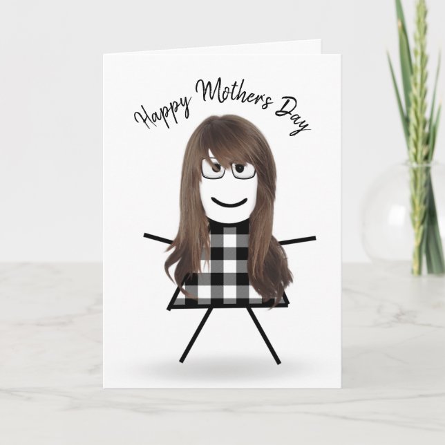 Tarjeta Chica con pelo para el día de la madre (Anverso)